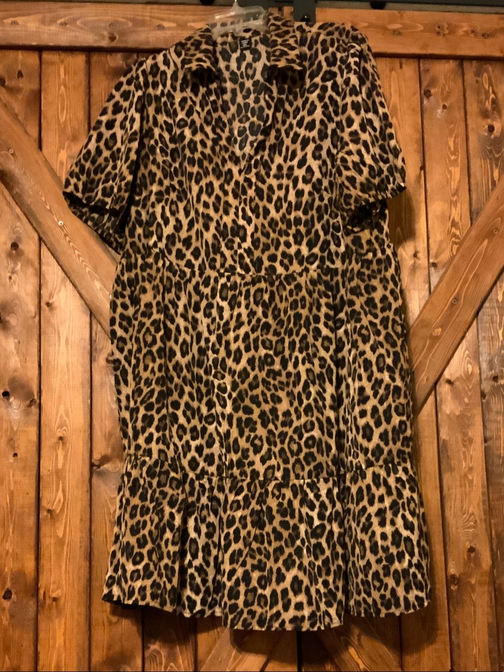 SHEIN Girls Leopard Print Tiered Dress - Brown & Black